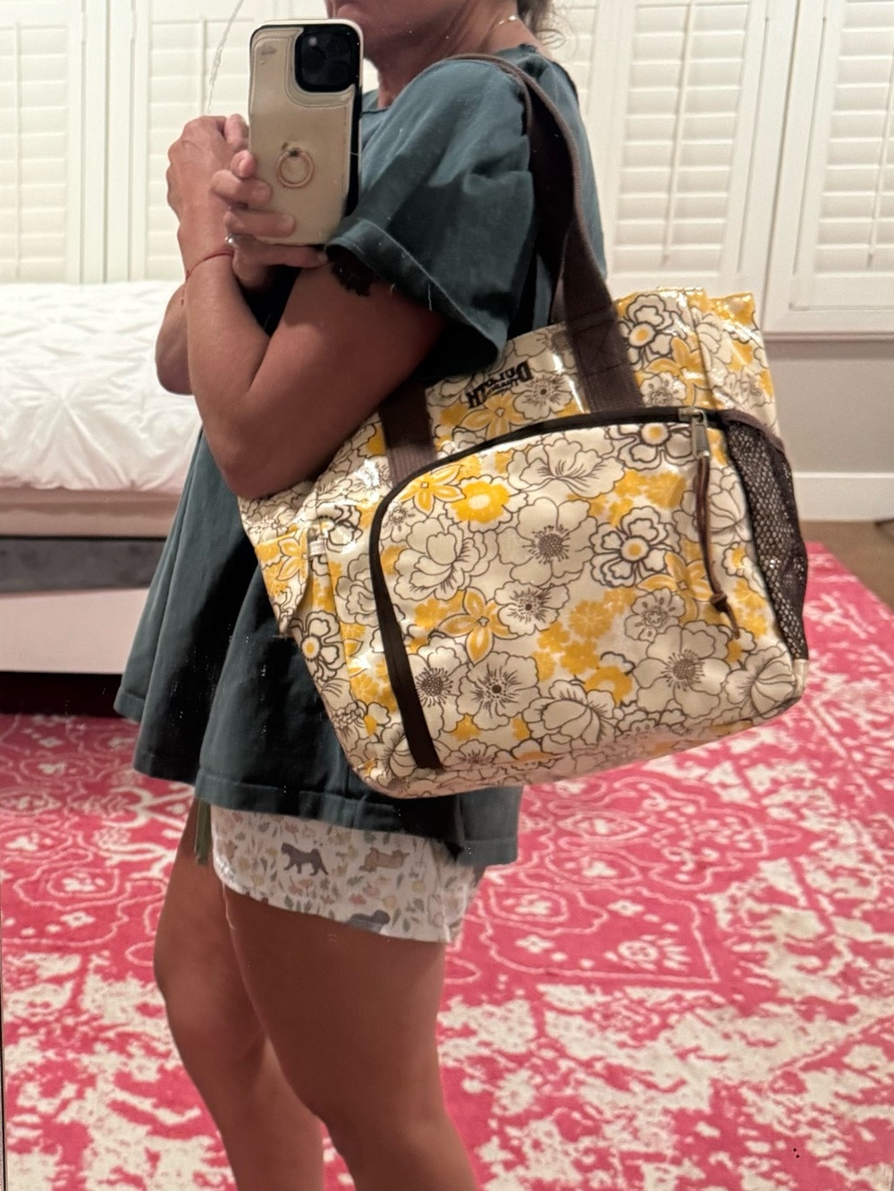 DULUTH Trading Co. Large Waterproof Yellow/Brown Floral Canvas Tote Bag 14X12X9 - Picture 11 of 11